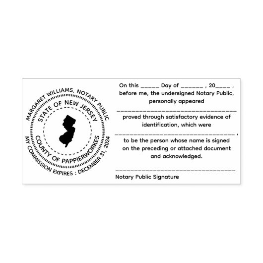 ニュージャージー公証書受領証スタンプ セルフインキングスタンプ (デザイン)