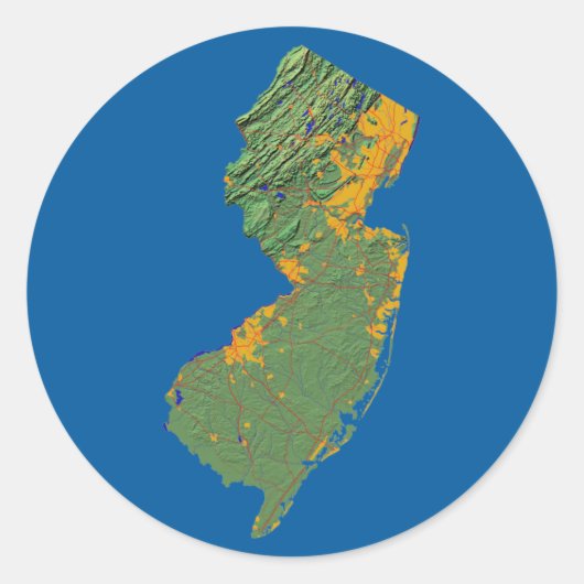 ニュージャージー地図シール ラウンドシール (正面)