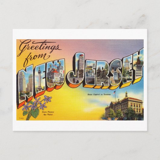 ニュージャージー州からのヴィンテージ挨拶 ポストカード (正面)