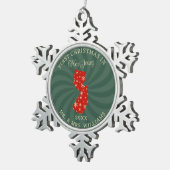 ニュージャージー州での最初のクリスマス 赤 緑 金 スノーフレークピューターオーナメント (右)