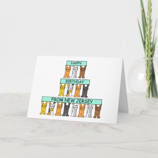 ニュージャージー州のかわいい猫たちのハッピーバースデー カード (正面)