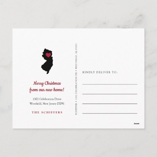 ニュージャージー州の休日の引越し案内はがき シーズンポストカード (裏面)