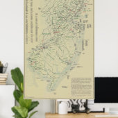ニュージャージー州の地図での革命戦争の戦い ポスター (ホームオフィス)