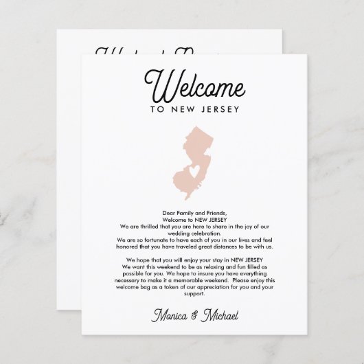 ニュージャージー州の手紙と旅程へようこそ色 (正面/裏面)