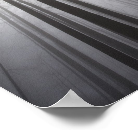 ニュージャージー州の霧の中の冬の森 ポスター (角)