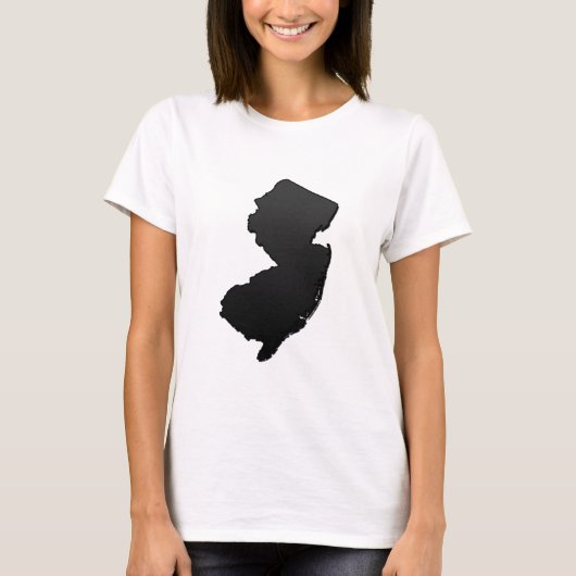 ニュージャージー州の黒いアウトライン Tシャツ (正面)