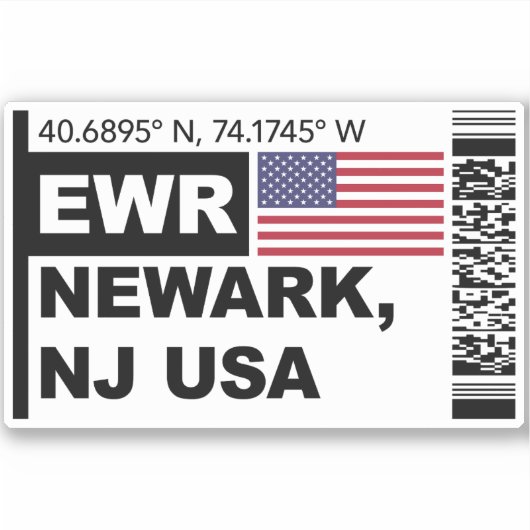 ニュージャージー州への旅 EWRニューアーク搭乗券 シール (正面)