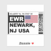 ニュージャージー州への旅 EWRニューアーク搭乗券 シール (シート)