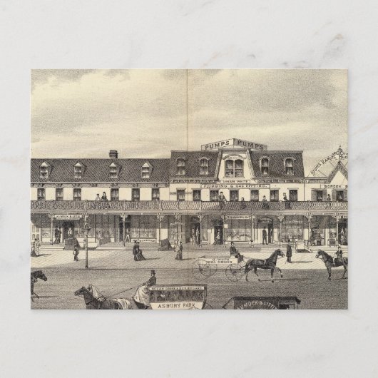 ニュージャージー州アスベリーパークのビジネスブロック ポストカード (正面)