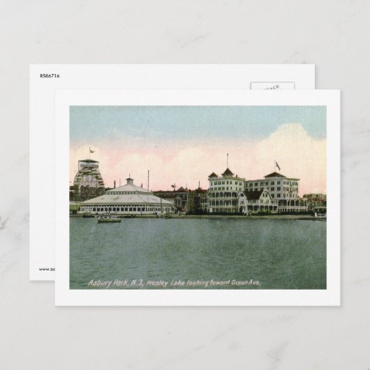 ニュージャージー州アスベリーパークの観覧車ヴィンテージ ポストカード (正面/裏面)