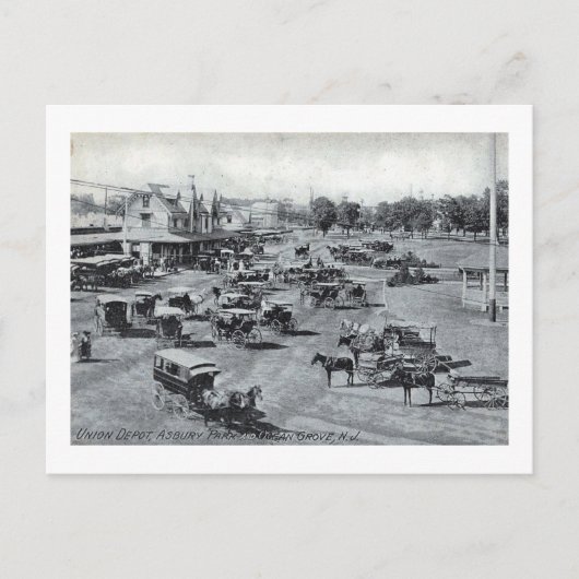 ニュージャージー州アスベリーパーク駅ヴィンテージ ポストカード (正面)