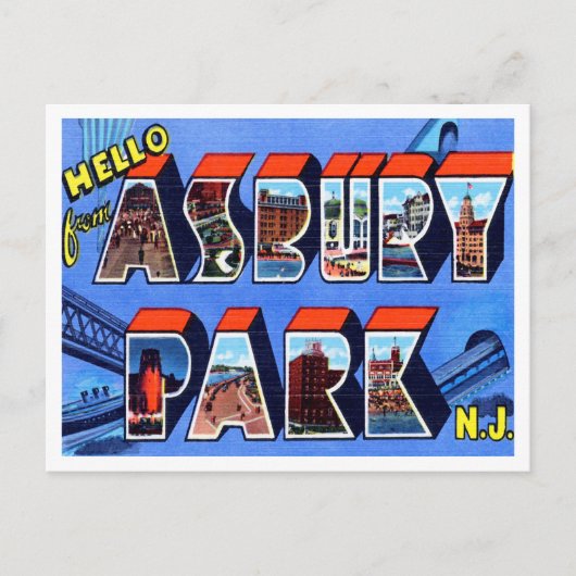 ニュージャージー州アズベリー公園からのご挨拶 ポストカード (正面)