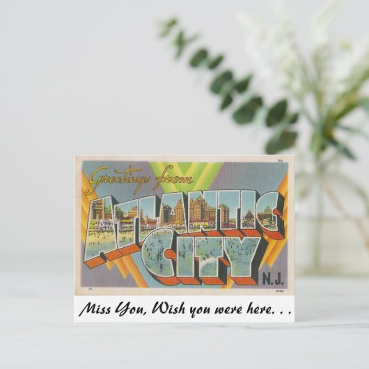 ニュージャージー州アトランティックシティからの挨拶 ポストカード (スタンド正面)