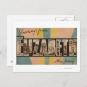 ニュージャージー州エリザベス – 大きな文字のシーン ポストカード (正面/裏面)