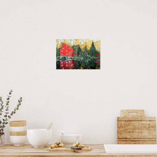 ニュージャージー州クリントンの赤い製粉所 ポスター (キッチン)