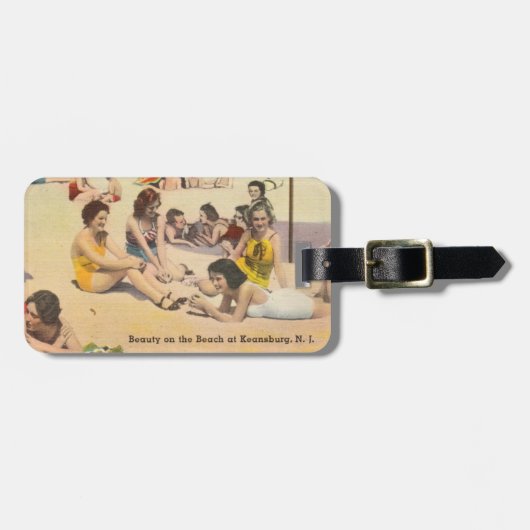 ニュージャージー州ケアンズバーグ – アンティークビーチショアシーン ラゲッジタグ (正面横)