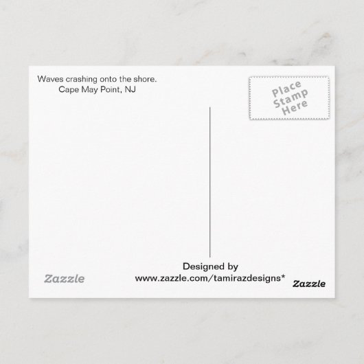ニュージャージー州ケープメイの波 ポストカード (裏面)