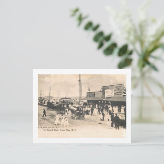 ニュージャージー州ケープメイ市ボードウォークヴィンテージ ポストカード (スタンド正面)