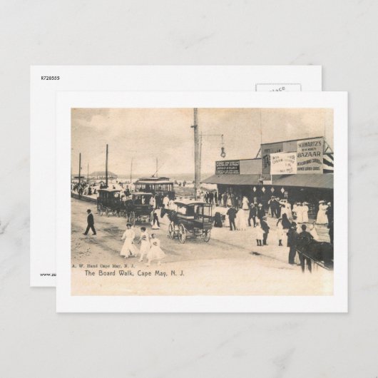 ニュージャージー州ケープメイ市ボードウォークヴィンテージ ポストカード (正面/裏面)