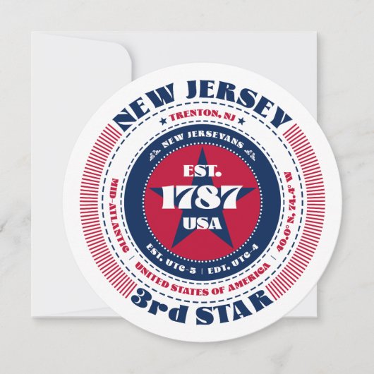 ニュージャージー州サーキュラータイポグラフィフラットカード (正面)