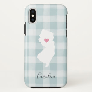 ニュージャージー州シルエット素朴ミントプレイド iPhone XSケース