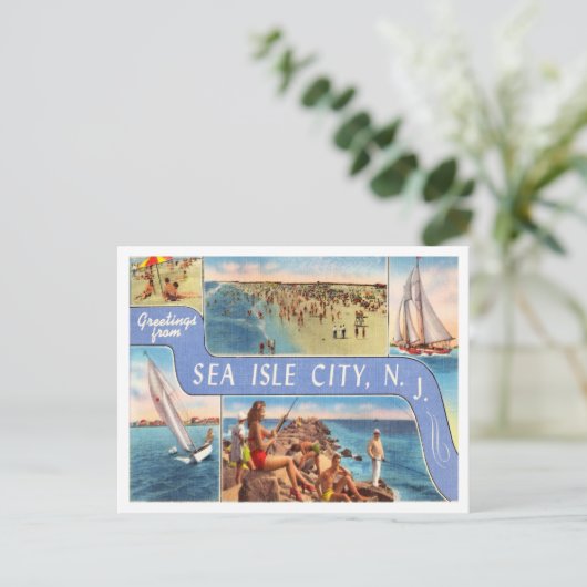 ニュージャージー州シーアイルシティ旅行からのご挨拶 ポストカード (スタンド正面)