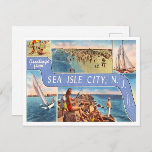 ニュージャージー州シーアイルシティ旅行からのご挨拶 ポストカード (正面/裏面)