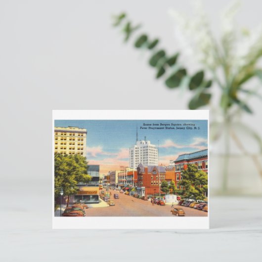 ニュージャージー州ジャージーシティベルゲンスクエア ポストカード (スタンド正面)