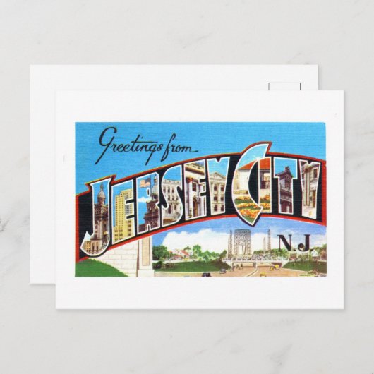 ニュージャージー州ジャージー・シティからのヴィンテージ挨拶 ポストカード (正面/裏面)