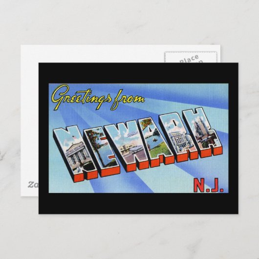 ニュージャージー州ニューアークからの挨拶 ポストカード (正面/裏面)