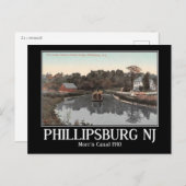 ニュージャージー州フィリップバーグのモリス運河ヴィンテージ ポストカード (正面/裏面)