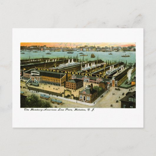 ニュージャージー州ホボケンのハンブルク・アメリカン・ライン ポストカード (正面)