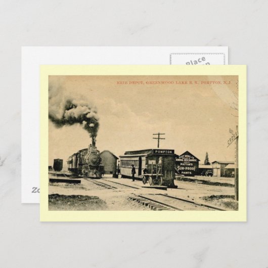 ニュージャージー州ポンプトンの鉄道倉庫ヴィンテージ ポストカード (正面/裏面)
