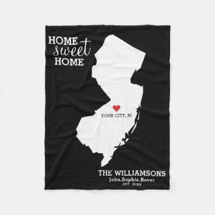 ニュージャージー州マップ名前をカスタムする、都市、色 フリースブランケット