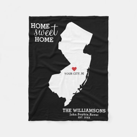 ニュージャージー州マップ名前をカスタムする、都市、色 フリースブランケット (正面)