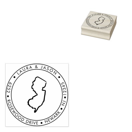 ニュージャージー州マップ差出人住所ウッドアートスタンプ ラバースタンプ (押印)