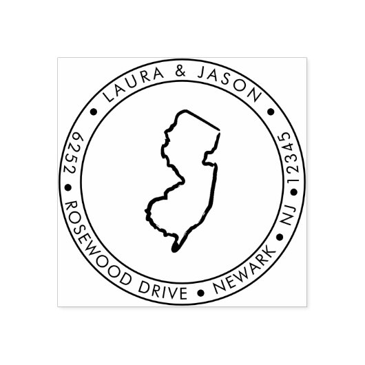 ニュージャージー州マップ差出人住所ウッドアートスタンプ ラバースタンプ (インプリント)