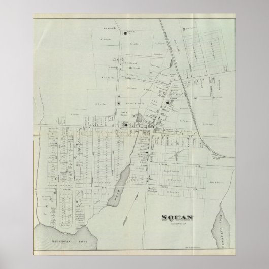 ニュージャージー州マナスクアンの地図 ポスター (正面)