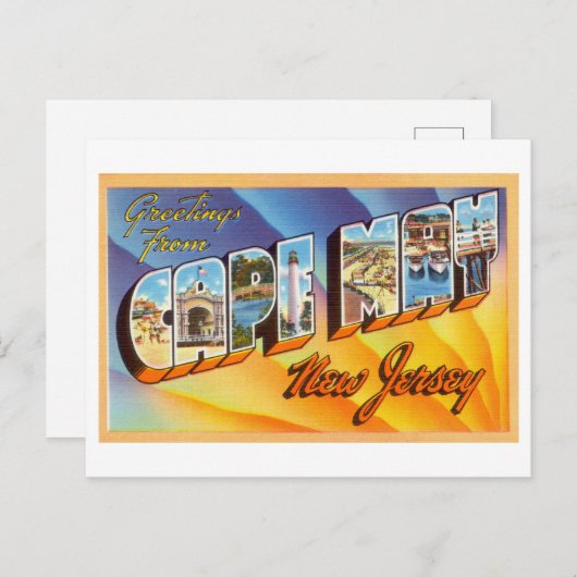 ニュージャージー州メイ岬からのヴィンテージの挨拶 ポストカード (正面/裏面)
