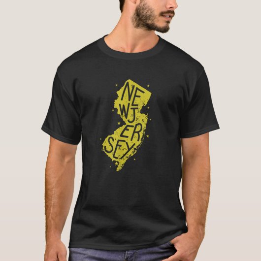 ニュージャージー州地図の概要アメリカ合衆国 Tシャツ (正面)