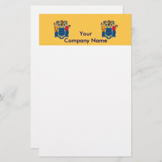 ニュージャージー州旗が貼られた文房具 便箋 (正面/裏面)