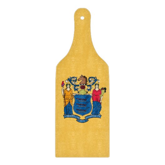 ニュージャージー州旗とガラス製のカッティングボードパドル カッティングボード (正面)