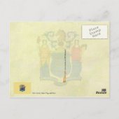 ニュージャージー州旗とシール ポストカード (裏面)