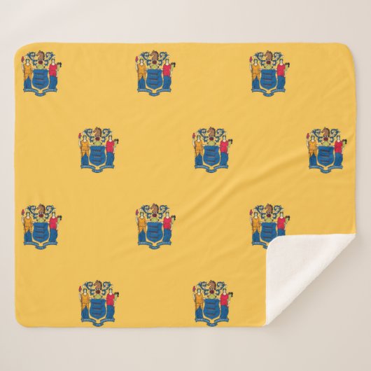 ニュージャージー州旗と愛国心のあるシェルパ毛布 シェルパブランケット (正面(横))