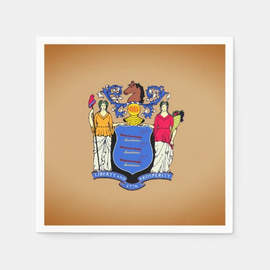 ニュージャージー州旗のイメージがプリントされた紙パーティーナプキン スタンダードカクテルナプキン (正面)