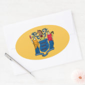 ニュージャージー州旗のシール 楕円形シール (封筒)