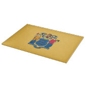 ニュージャージー州旗を持つガラス製板 カッティングボード (角)