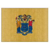 ニュージャージー州旗を持つガラス製板 カッティングボード (正面)