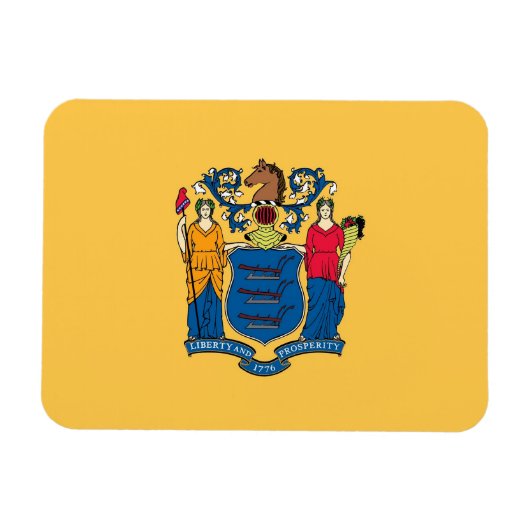 ニュージャージー州旗を持つ愛国的な柔軟な磁石 マグネット (横)