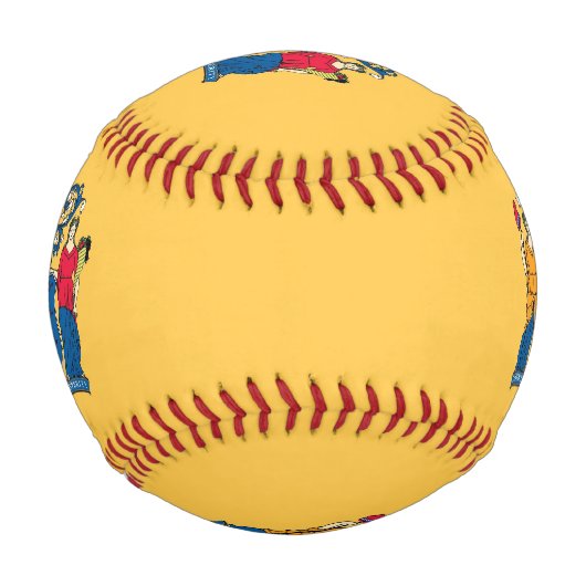 ニュージャージー州旗を持つ愛国野球 野球ボール (正面)